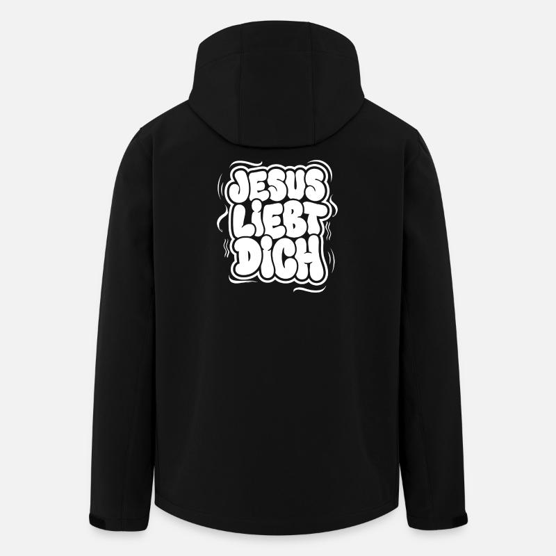 Jesus Liebt Dich Bubblig Schriftzug - Recycelte Männer Softshell-Jacke von Stanley/Stella - Schwarz