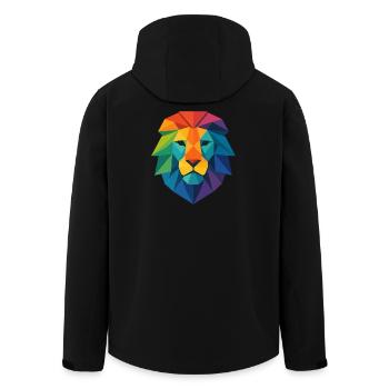 Farbenfroher Wild Poly Low Lion – Art Pop Farben - Recycelte Männer Softshell-Jacke von Stanley/Stella - Schwarz - Hinten - AI Model Male 185 light (185cm)