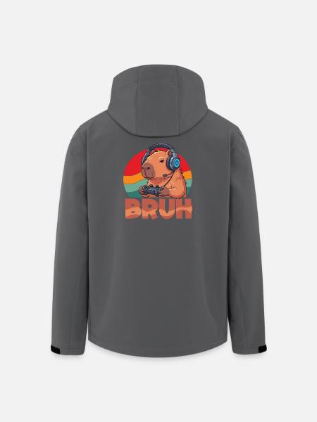 Capybaras Retro Bruh Gaming Mignons - Veste softshell homme en polyester recyclé Stanley/Stella - noir