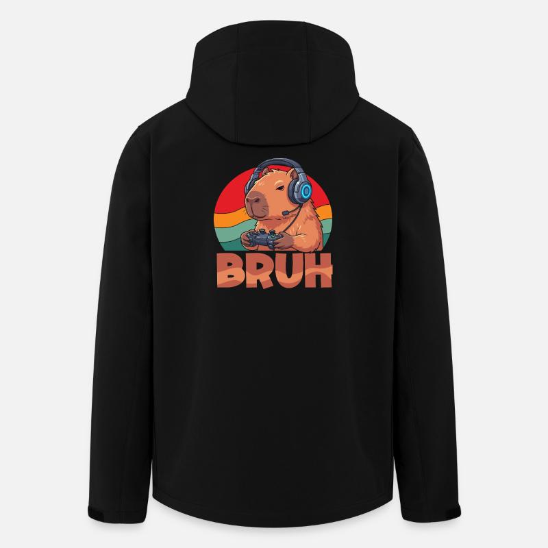 Retro Bruh Gaming Capybara Capybaras Cute - Men’s Recycled Softshell Jacket by Stanley/Stella - black