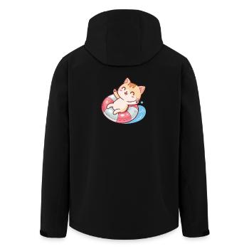 Chat nageur sur bouée de sauvetage - Veste softshell homme en polyester recyclé Stanley/Stella - noir - Dos - AI Model Male 185 light (185cm)