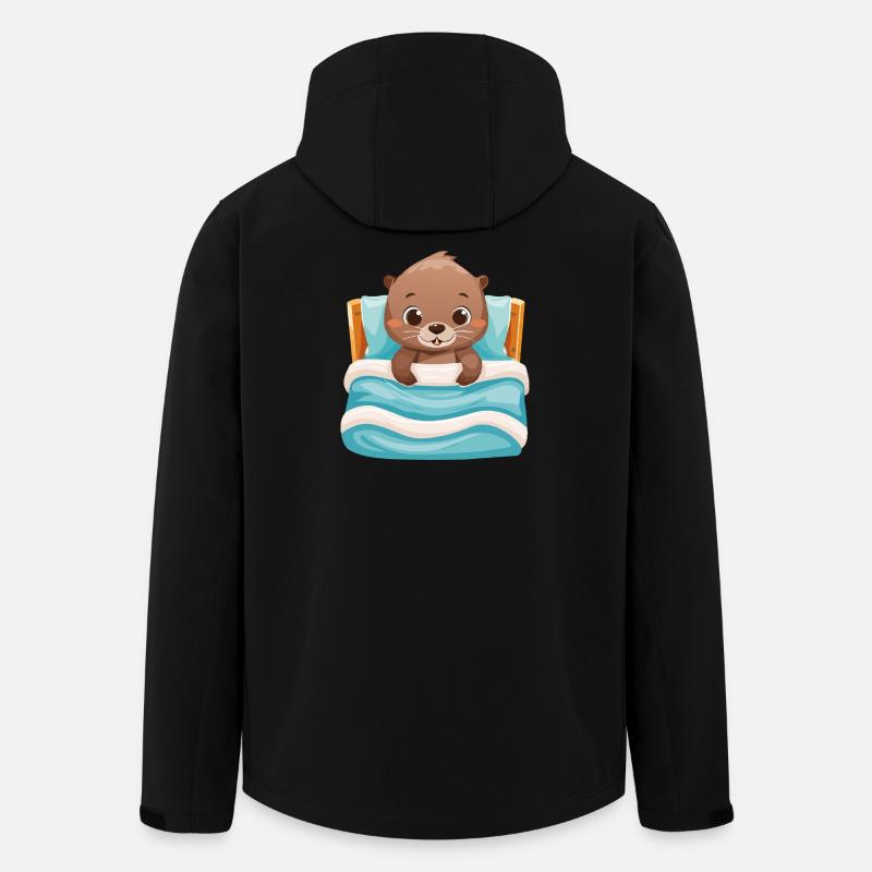 Süßer Otter kuschelt im Bett - Recycelte Männer Softshell-Jacke von Stanley/Stella - Schwarz