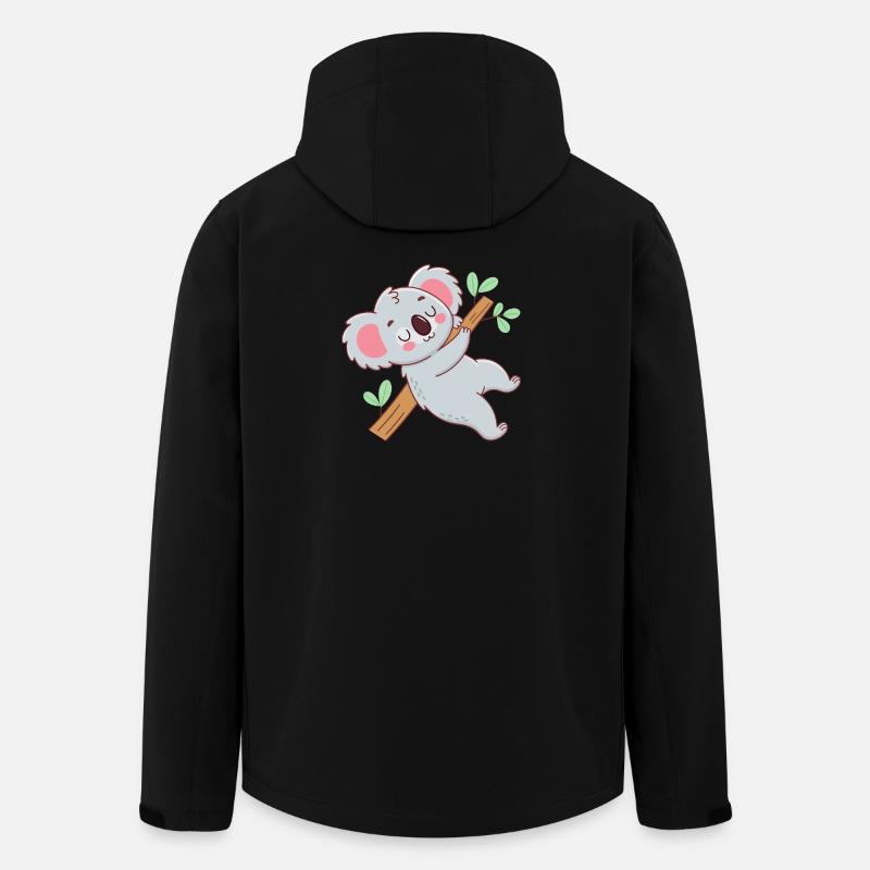 Koala câlin sur branche - Veste softshell homme en polyester recyclé Stanley/Stella - noir