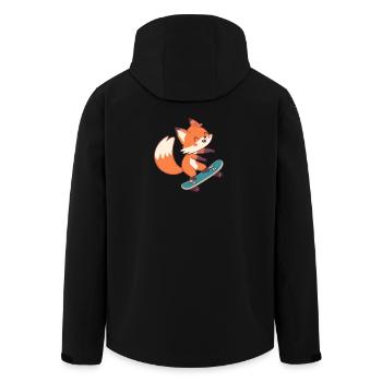 Renard skateur sur planche à roulettes - Veste softshell homme en polyester recyclé Stanley/Stella - noir - Dos - AI Model Male 185 light (185cm)