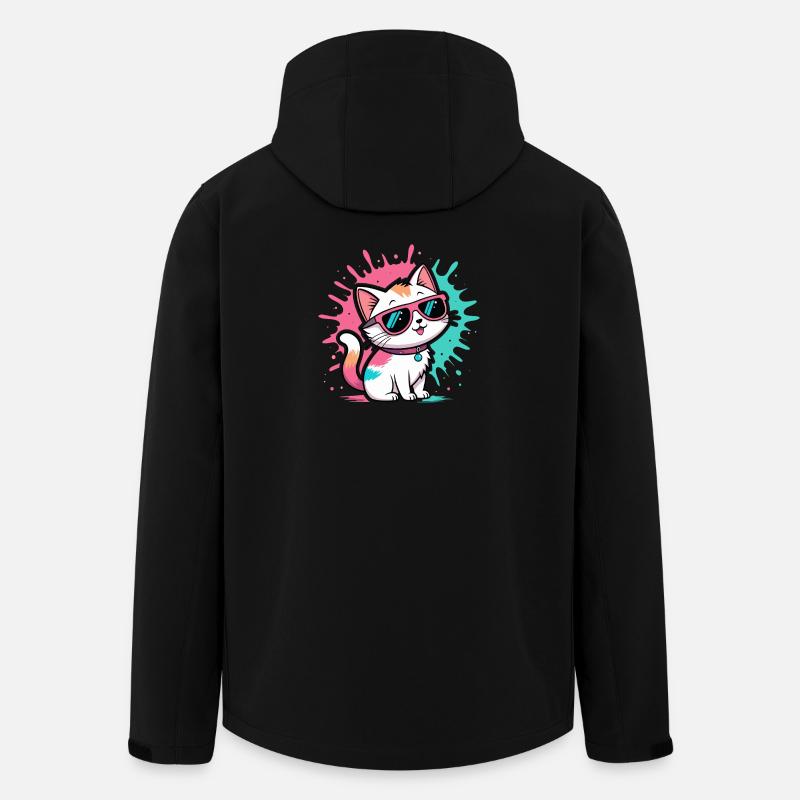 Bunte Katzen-Sonnenbrille - Recycelte Männer Softshell-Jacke von Stanley/Stella - Schwarz