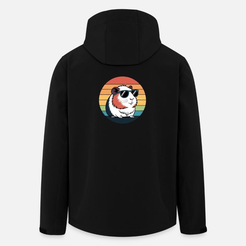 Cochon d’Inde Rétro à Lunettes - Veste softshell homme en polyester recyclé Stanley/Stella - noir