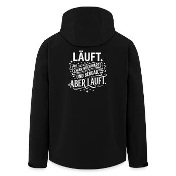 Läuft zwar rückwärts aber läuft Spruch - Recycelte Männer Softshell-Jacke von Stanley/Stella - Schwarz - Hinten - AI Model Male 185 light (185cm)