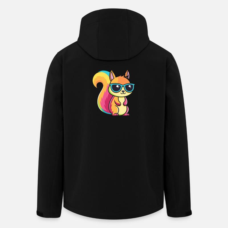 Regenbogen-Eichhörnchen mit Brille - Recycelte Männer Softshell-Jacke von Stanley/Stella - Schwarz