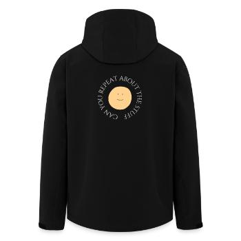 Kannst du über die Sachen Lustige Kunst wiederholen - Recycelte Männer Softshell-Jacke von Stanley/Stella - Schwarz - Hinten - AI Model Male 185 light (185cm)
