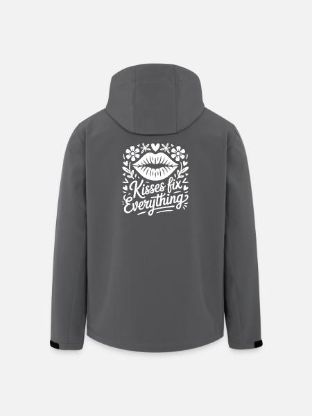 Kussmotiv mit Blumenrahmen - Recycelte Männer Softshell-Jacke von Stanley/Stella - Schwarz