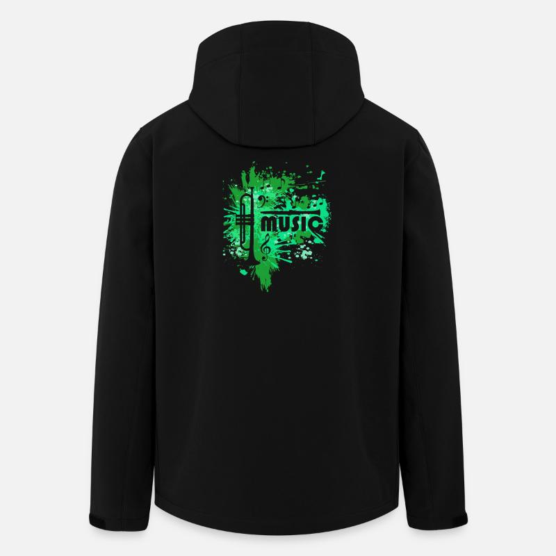 Grøn Trompet Splattermusik - Stanley/Stella herre softshelljakke i genanvendt polyester - sort