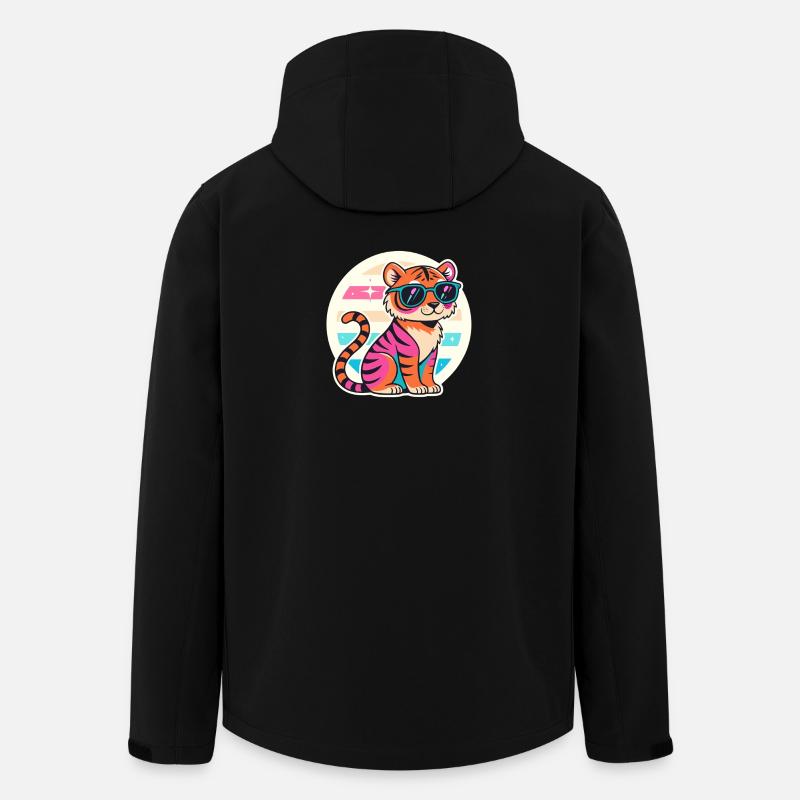 Neon-Tiger mit Retro-Brille - Recycelte Männer Softshell-Jacke von Stanley/Stella - Schwarz