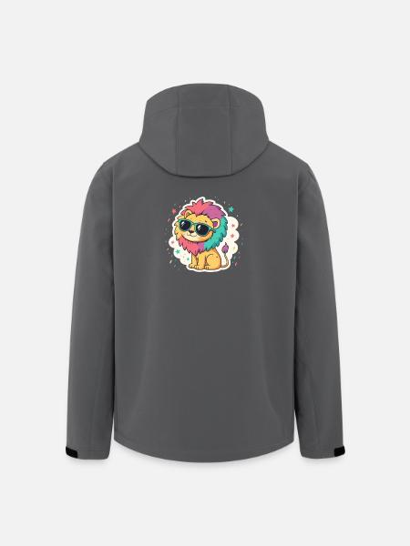 Rainbow Lion With Glasses - Men’s Recycled Softshell Jacket by Stanley/Stella - black