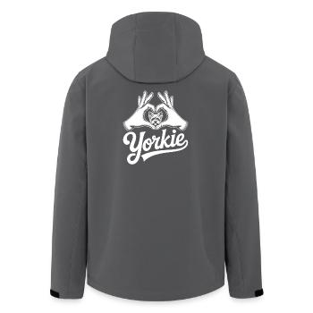 Yorkie Heart Hands - Men’s Recycled Softshell Jacket by Stanley/Stella - anthracite - Back - AI Model Male 185 light (185cm)