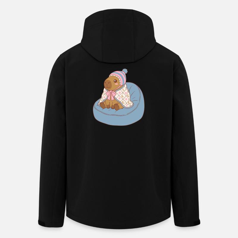 Cuddle Capybara Moonstar Blanket - Kawaii Design - Men’s Recycled Softshell Jacket by Stanley/Stella - black