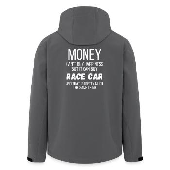 Money Can Buy A Race Car Funny Motorsport Track - Men’s Recycled Softshell Jacket by Stanley/Stella - black - Back - AI Model Male 185 light (185cm)