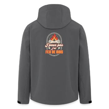 Feu de Bois en Rires et Marshmallows - Veste softshell homme en polyester recyclé Stanley/Stella - charbon - Dos - AI Model Male 185 light (185cm)