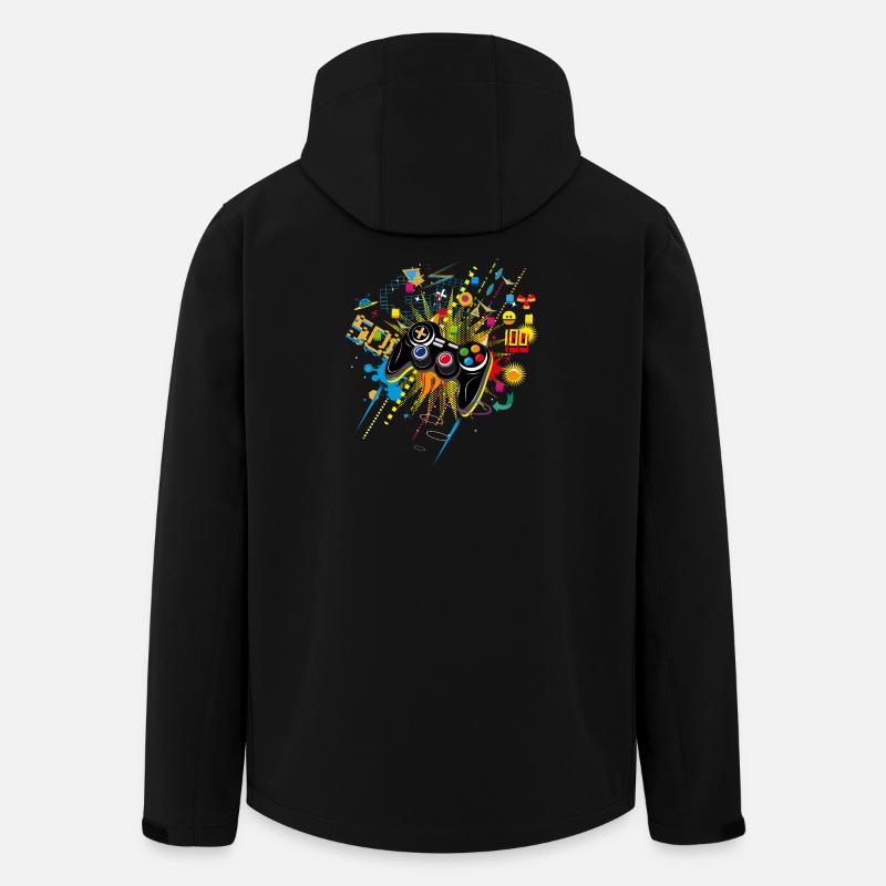 Gamepad Videogames mit verschiedenen Symbolen - Recycelte Männer Softshell-Jacke von Stanley/Stella - Schwarz