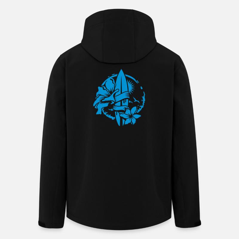 Surfbrett mit Blüten - Recycelte Männer Softshell-Jacke von Stanley/Stella - Schwarz