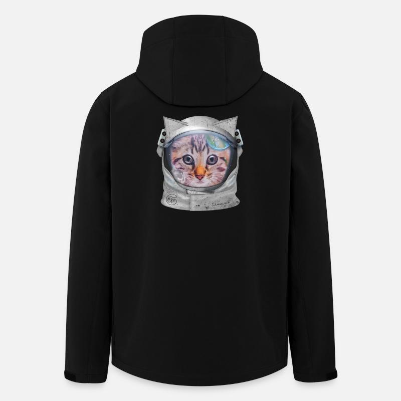 Chat dans l’espace - Veste softshell homme en polyester recyclé Stanley/Stella - noir