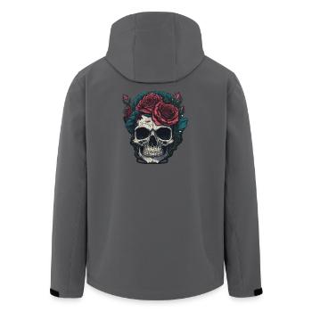 Crâne avec des roses - Veste softshell homme en polyester recyclé Stanley/Stella - charbon - Dos - AI Model Male 185 light (185cm)