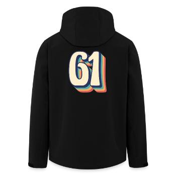 Vintage Retro T-Shirt Nummer 61 Sixty One - Recycelte Männer Softshell-Jacke von Stanley/Stella - Schwarz - Hinten - AI Model Male 185 light (185cm)