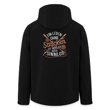 A life without knitting is possible but pointless - Men’s Recycled Softshell Jacket by Stanley/Stella - black - Back - AI Model Male 185 light (185cm)