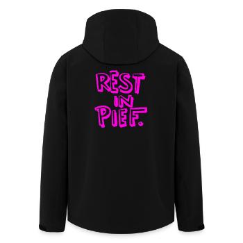 REST IN PIEF (R.I.P.) Pink - Recycelte Männer Softshell-Jacke von Stanley/Stella - Schwarz - Hinten - AI Model Male 185 light (185cm)