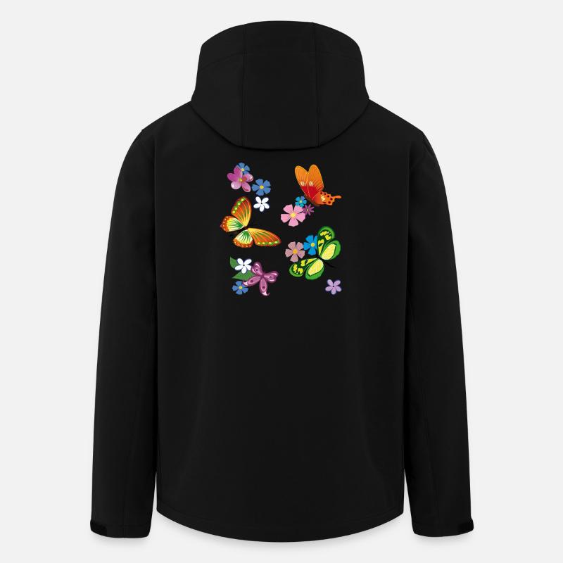 Blüten, Flowers, Schmetterling - Recycelte Männer Softshell-Jacke von Stanley/Stella - Schwarz