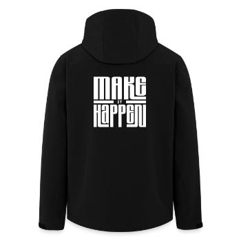 Expression of Joy in Linear Typography - Men’s Recycled Softshell Jacket by Stanley/Stella - black - Back - AI Model Male 185 light (185cm)