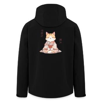 Anime Katze im Kimono – Zen Meditation Japan - Recycelte Männer Softshell-Jacke von Stanley/Stella - Schwarz - Hinten - AI Model Male 185 light (185cm)