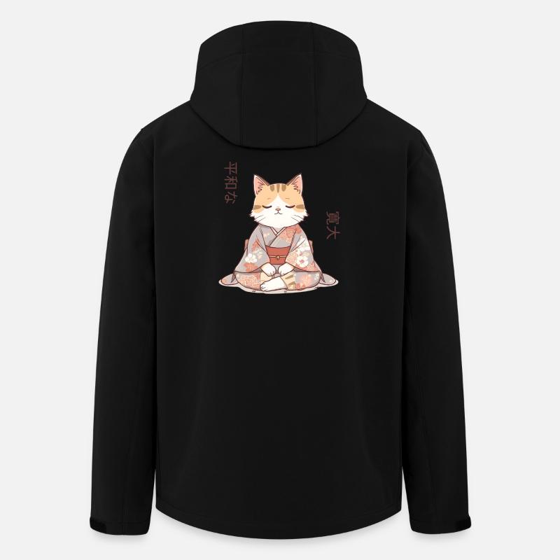 Anime cat in kimono – Zen meditation Japan - Men’s Recycled Softshell Jacket by Stanley/Stella - black