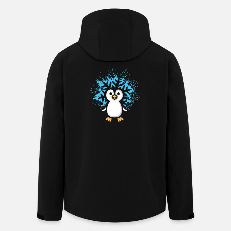 Penguin with Snowflake Cartoon - Men’s Recycled Softshell Jacket by Stanley/Stella - black