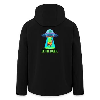 Get In Loser - Funny Llama Alien UFO - Men’s Recycled Softshell Jacket by Stanley/Stella - black - Back - AI Model Male 185 light (185cm)