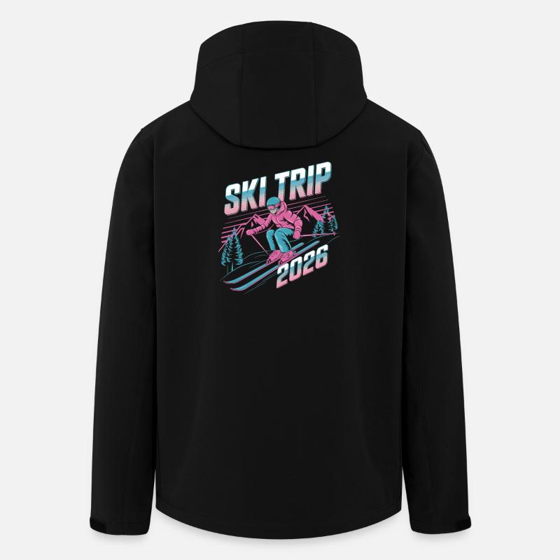 SkiTrip 2026 Retro Neon - Recycelte Männer Softshell-Jacke von Stanley/Stella - Schwarz