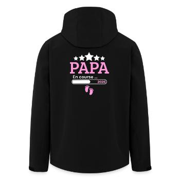 Annonce papa futur naissance humour - Veste softshell homme en polyester recyclé Stanley/Stella - noir - Dos - AI Model Male 185 light (185cm)