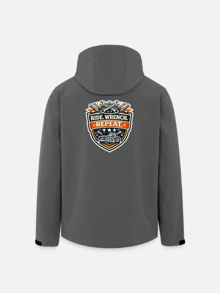 Ride Wrench Repeat Motorcycle Patch - Men’s Recycled Softshell Jacket by Stanley/Stella - black