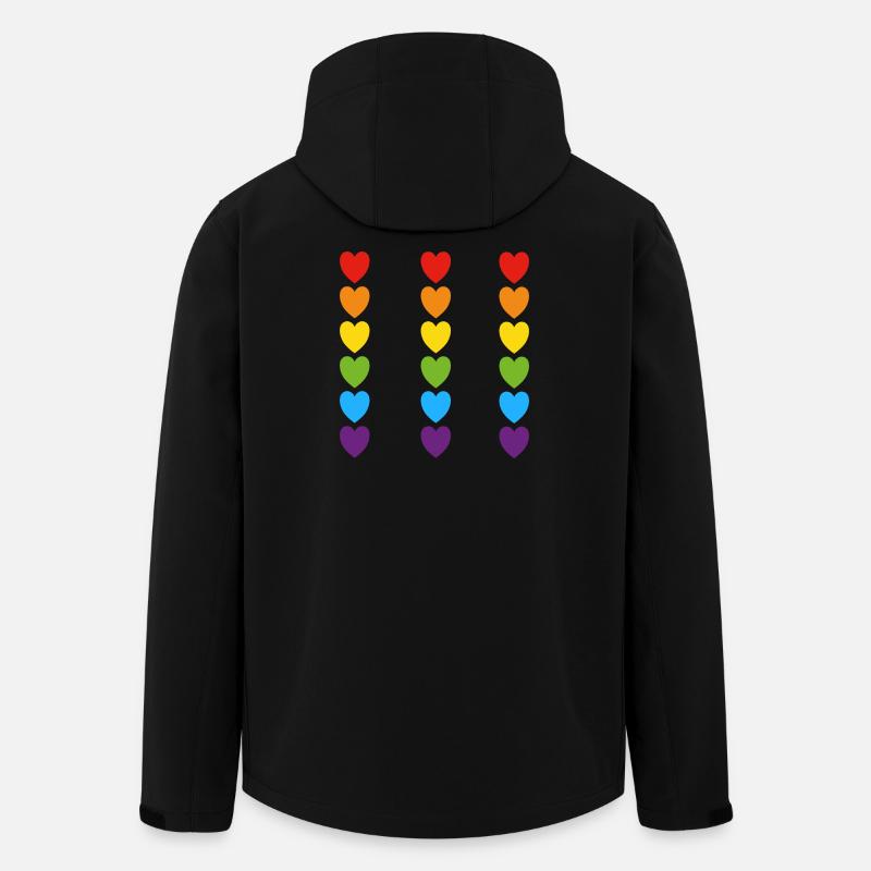 Cœurs arc-en-ciel de la fierté - Veste softshell homme en polyester recyclé Stanley/Stella - noir