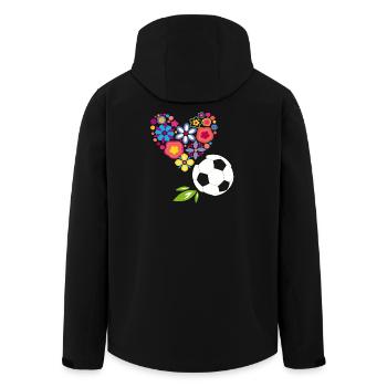 Blumenherz mit Fußball - Recycelte Männer Softshell-Jacke von Stanley/Stella - Schwarz - Hinten - AI Model Male 185 light (185cm)