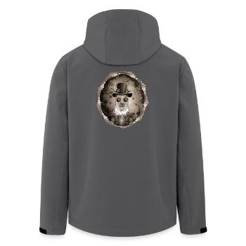 Steampunk deer portrait in antique sepia look - Men’s Recycled Softshell Jacket by Stanley/Stella - black - Back - AI Model Male 185 light (185cm)