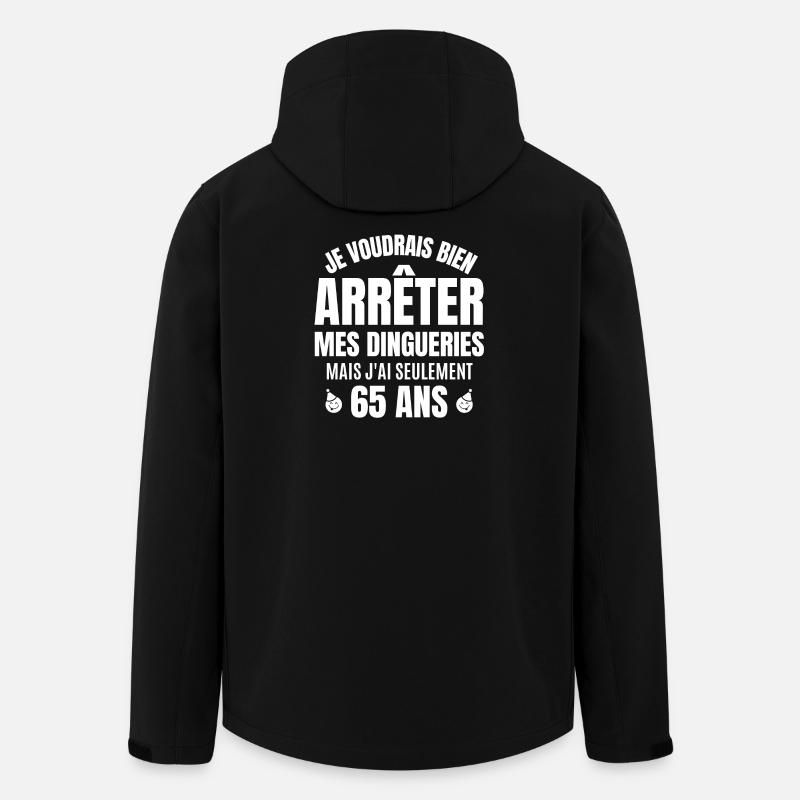 65 ans, anniversaire 65 ans - Veste softshell homme en polyester recyclé Stanley/Stella - noir