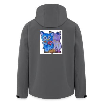 Liebes-Duo Katzengesicht mit Blumen - Recycelte Männer Softshell-Jacke von Stanley/Stella - Schwarz - Hinten - AI Model Male 185 light (185cm)