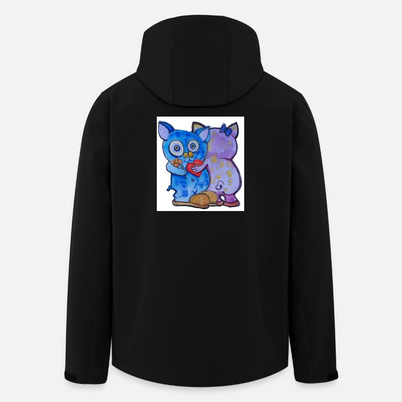 Liebes-Duo Katzengesicht mit Blumen - Recycelte Männer Softshell-Jacke von Stanley/Stella - Schwarz