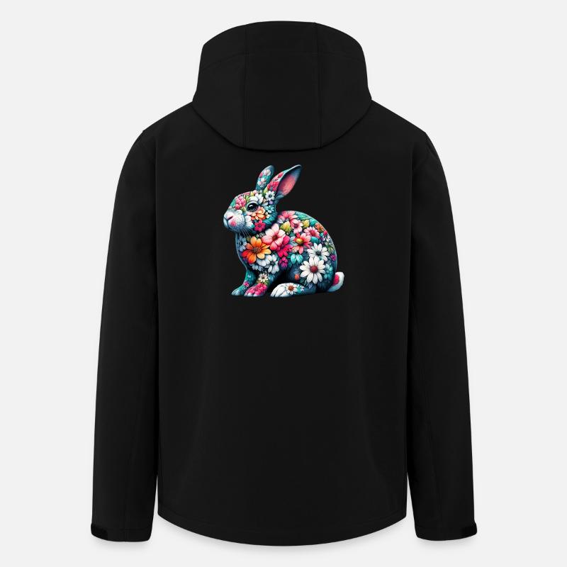 Hase mit Blumen geschmückt - Recycelte Männer Softshell-Jacke von Stanley/Stella - Schwarz