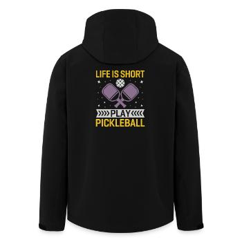 Life is Short, Play Pickleball - Men’s Recycled Softshell Jacket by Stanley/Stella - black - Back - AI Model Male 185 light (185cm)