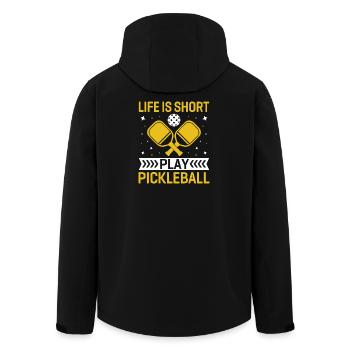 Life is Short, Play Pickleball - Men’s Recycled Softshell Jacket by Stanley/Stella - black - Back - AI Model Male 185 light (185cm)