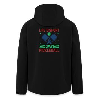 Life is Short, Play Pickleball - Men’s Recycled Softshell Jacket by Stanley/Stella - black - Back - AI Model Male 185 light (185cm)