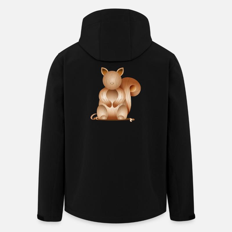 Illustration in Holzoptik–Verspieltes Eichhörnchen - Recycelte Männer Softshell-Jacke von Stanley/Stella - Schwarz