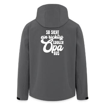 This is what a really cool grandpa looks like Compliment - Men’s Recycled Softshell Jacket by Stanley/Stella - black - Back - AI Model Male 185 light (185cm)