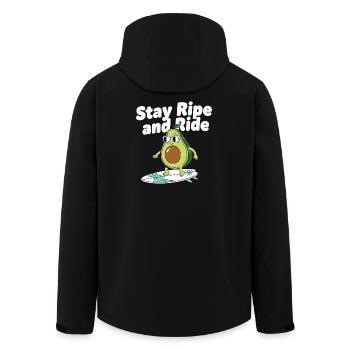 Stay Ripe Surf Avocado - Recycelte Männer Softshell-Jacke von Stanley/Stella - Schwarz - Hinten - AI Model Male 185 light (185cm)